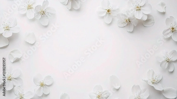 Fototapeta Cherry Blossoms on Clean White Background for Minimalist Designs