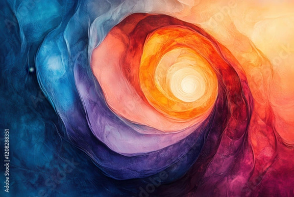 Fototapeta Abstract representation of divine light and spiritual energy, symbolizing the presence of Jesus in a swirling, colorful cosmic form