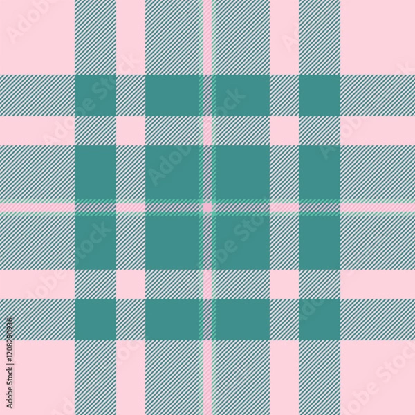 Fototapeta Stylish pastel pink and teal plaid pattern.  Perfect for textile designs, website backgrounds, or crafting projects. This soft, repeating texture offers a modern and versatile aesthetic.