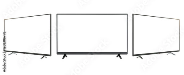 Obraz Set of three screens or monitors with transparent space to place an image, isolated on a transparent or white background. Cutout