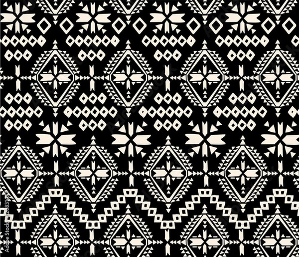 Obraz black and white tribal navajo - seamless background
