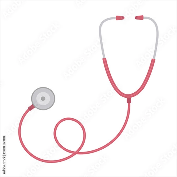 Fototapeta A red and white stethoscope with a white button on the top
