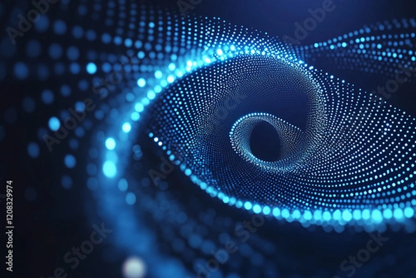 Fototapeta Futuristic Blue Abstract Design with Digital Vortex, Glowing Spiral Energy, and Swirling Particle Motion for Technology Backgrounds