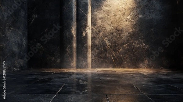 Fototapeta Dark Toned Wall and Floor Background for Rendering and Texturing