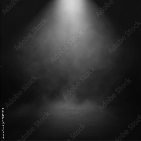 Fototapeta Simple Minimalistic Empty Space for Product Display on Black Background with Foggy Effect