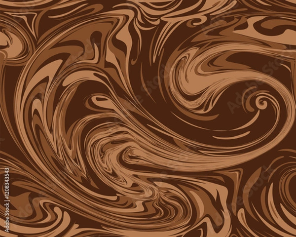 Obraz Liquid, marble, fluid, watercolor paint or melting chocolate, coffee cream texture seamless pattern. Hand drawn vector illustration background design