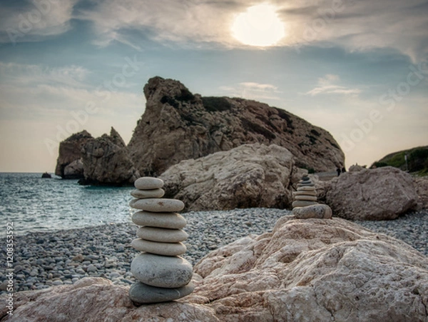Obraz Aphrodite's Rock at Sunset: Mythical Beauty of Cyprus
