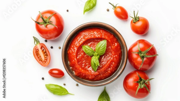 Fototapeta tomato sauce with basil