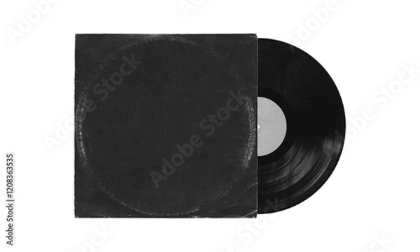 Obraz vinyl record mockup isolated on white background, disc inside the sleeve and with empty space for music cover design