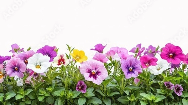 Fototapeta Vibrant Blooms of Colorful Flowers Isolated on White Background