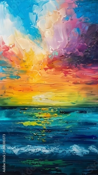 Fototapeta spectacular vibrant skyline at dusk: a kaleidoscope of colors and emotional connections. generative ai