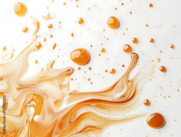 Fototapeta Caramel sauce on a white background
