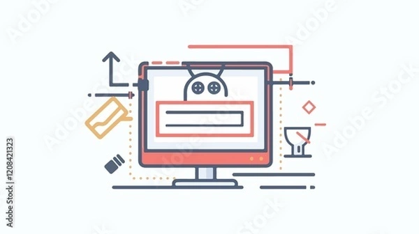 Fototapeta Chatbot Error Icon Flat Vector Illustration