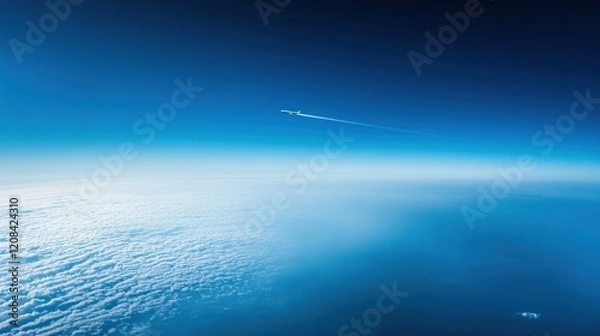 Fototapeta Airplane Flying Above a Sea of Clouds in a Blue Sky