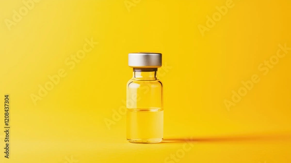 Fototapeta A vial labeled glp-1 on a yellow background, symbolizing medication or treatment related to glp-1


