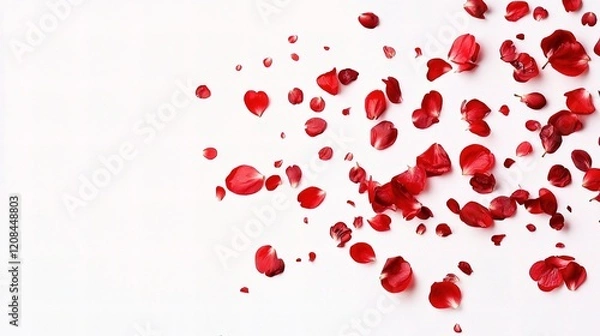 Obraz Falling Cherry Blossom Petals on White Background for Creative Use