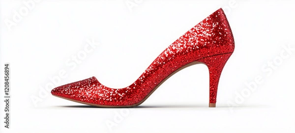Obraz red female shoes on a white background