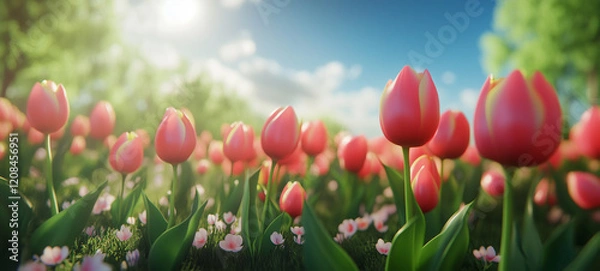 Obraz beautiful spring background with tulips