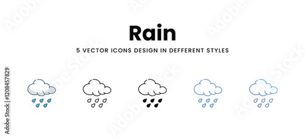 Fototapeta Rain icons in different style vector stock illustration
