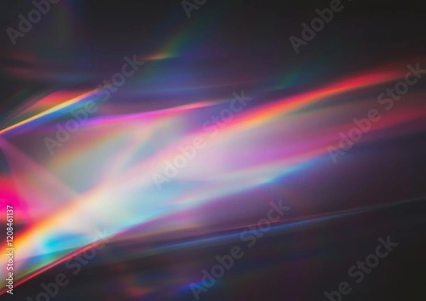 Fototapeta Abstract iridescent light streaks on a dark background. Shimmering colors create a surreal and dreamy atmosphere.