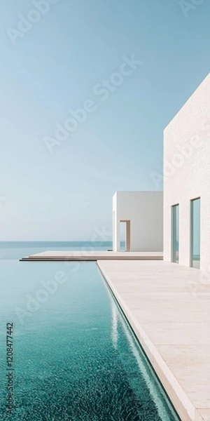 Fototapeta summertime, swimming pool in a resort, minimalistic