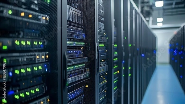 Fototapeta Cloud Computing Engineers Work on Infrastructure Design for Scalable Data Storage Solutions in a Modern Lab.