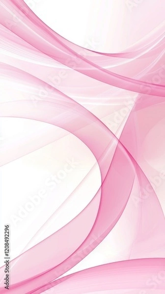 Fototapeta Smooth pink waves creating an elegant and dynamic abstract composition on a white background, ideal for projects related to beauty, fashion, or wellness