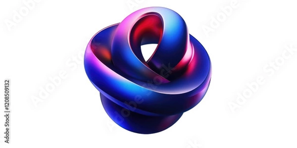 Obraz Abstract 3D Render Intertwined Blue and Red Glossy Rings Modern Technology Design