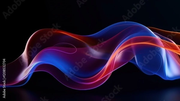 Fototapeta Experience the rush of futuristic energy with dynamic light trails on a sleek dark blue backdrop, ideal for modern designs.