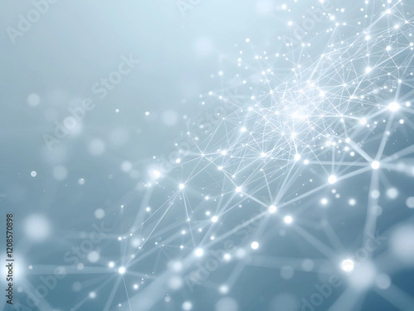 Obraz Digital network with glowing nodes and connections.