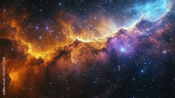 Fototapeta A nebula that appears as a glowing jellyfish, with long, illuminated tendrils stretching across the galaxy. 391