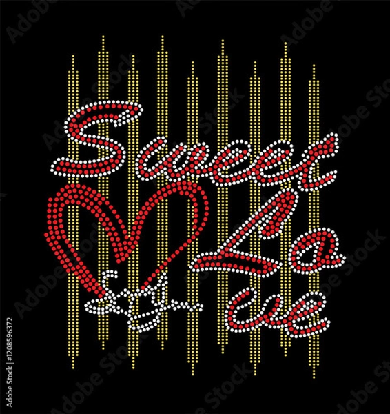 Obraz Rhinestone applique collar design for t-shirt or blouse hot-fix transfer. Abstract beautiful glitter applique rhinestone motif.	