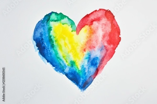 Fototapeta Colorful watercolor heart illustration showcasing vibrant shades in playful patterns and design
