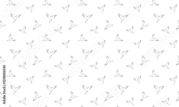 Obraz Seamless pattern with flying birds in hand drawn style.