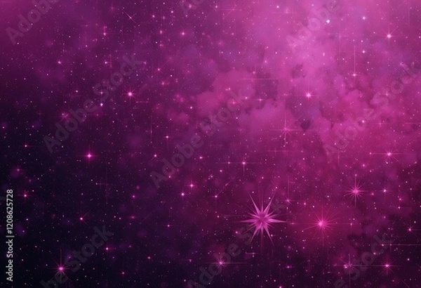 Fototapeta A Pink Nebula Filled With Sparkling Stars