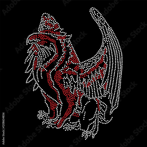 Obraz Rhinestone applique collar design for t-shirt or blouse hot-fix transfer. Abstract beautiful glitter applique rhinestone motif.	
