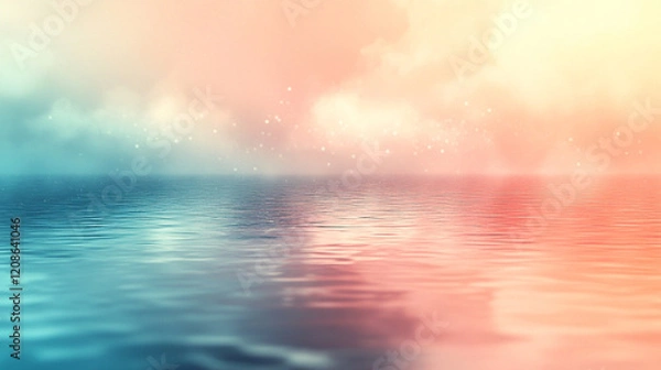 Fototapeta A soft gradient of pastel colors blending into each other symbolizing calm, peace, and abstract beauty with a minimalistic bright tone and blurred empty space on the side

