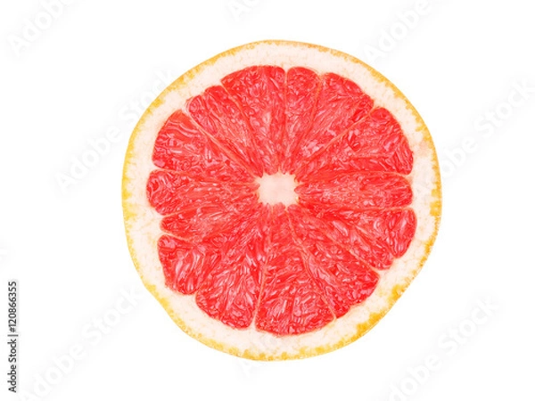 Obraz Red grapefruit slice isolated on white background
