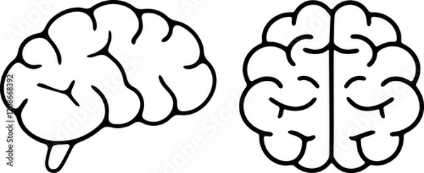 Fototapeta brain doodle line clip art illustration