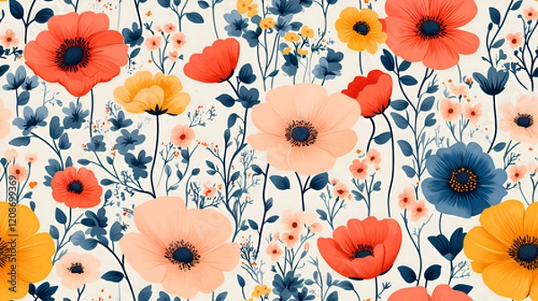 Fototapeta seamless pattern with poppy