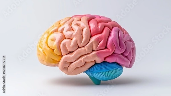 Fototapeta Colorful Plasticine Brain Model Representing Human Intelligence and Emotion