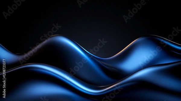 Fototapeta Dark background with black and blue tones creates a glowing light swirl effect, evoking energy and movement with a smooth texture, perfect for a chaotic yet elegant design concept.

