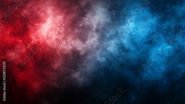 Fototapeta A dark red, blue, and black grainy background with a noisy color gradient, creating a chaotic and abstract atmosphere, perfect for a banner, header, or poster cover design


