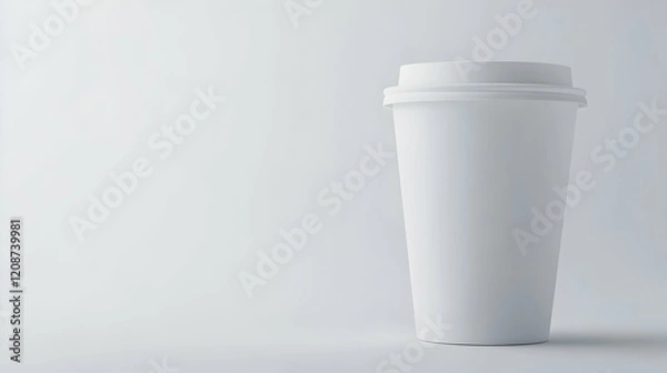 Fototapeta White coffee cup mockup, simple background, studio shot, for branding design