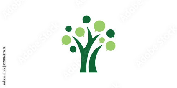 Fototapeta logo design tree chat,talk,message,nature,symbol,icon,idea,creative.
