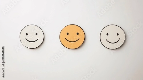 Obraz Three smiley faces; one stands out.