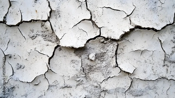 Fototapeta Cracked White Surface Showing Extensive Damage