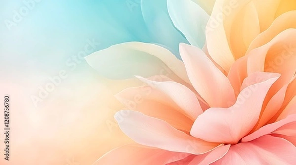 Fototapeta Pastel color abstract background with floral elements soft environment artistic viewpoint