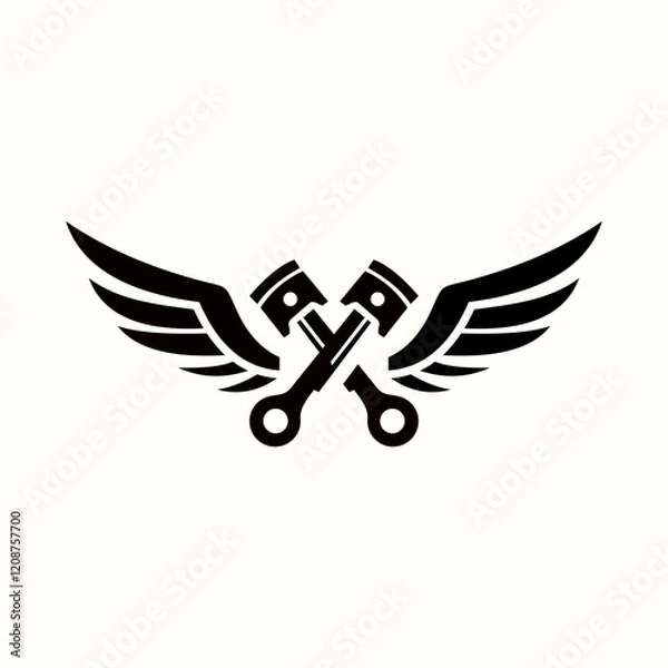 Fototapeta logo design vector abstract template illustration modern symbol simple logo icon piston motor wing