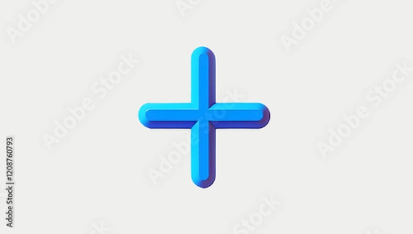 Obraz Blue plus sign on white background